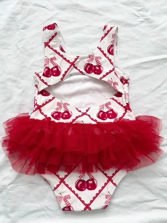 Posh Peanut One Piece Tutu Swimsuit | 18-24m | Cherry Cheryl Print - Picture 7 of 13